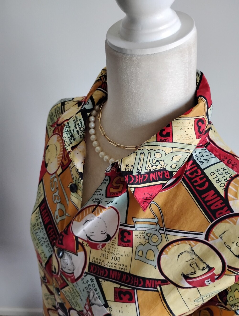 Robert Stock Silk Button Up Shirt Vintage Boston Red Sox Baseball Colorful Sz Lg - Picture 9 of 15